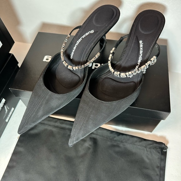 Alexander Wang Delphine 65 Logo-Strap Mules party wedding summer casual style - Picture 5 of 9